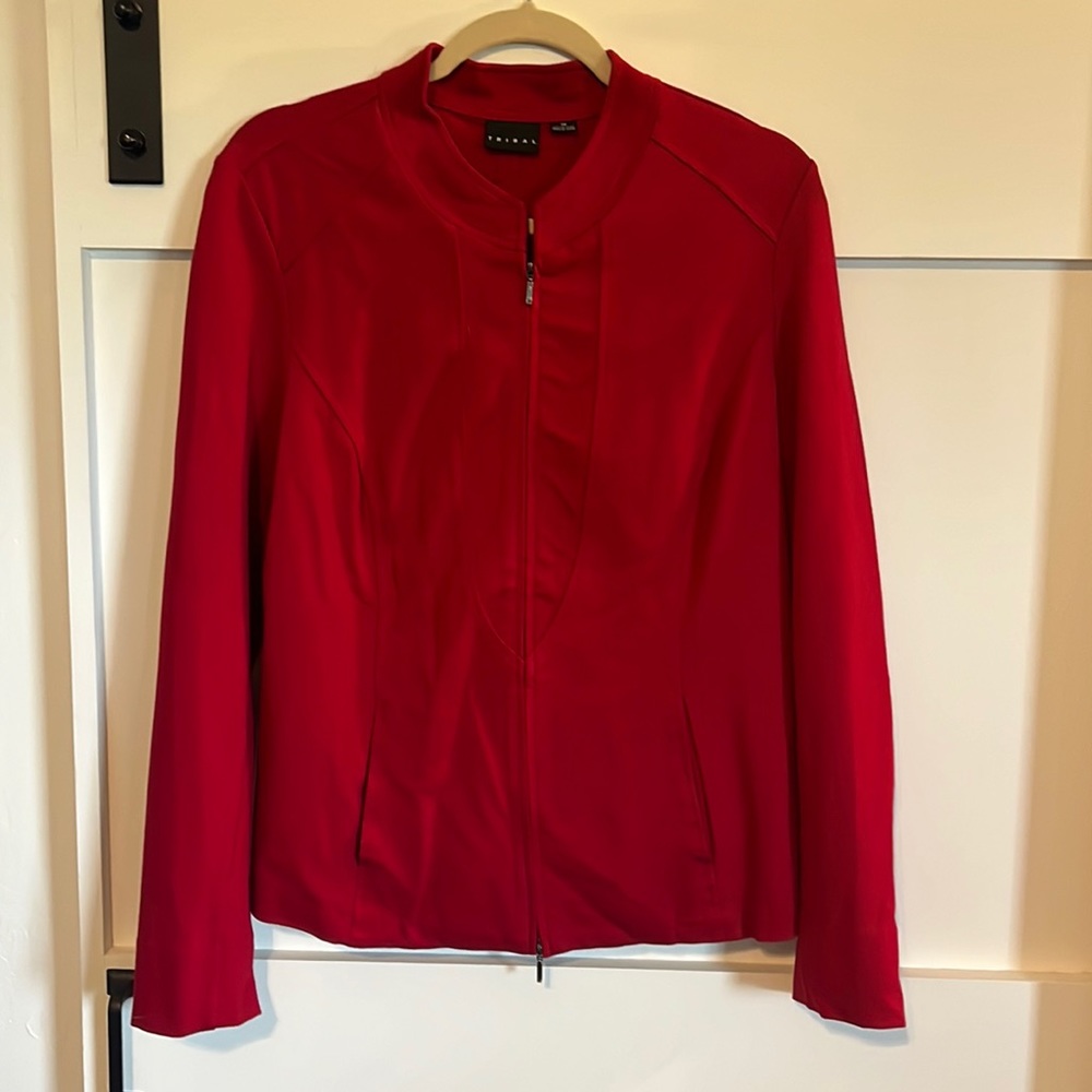 Tribal Red Zippered Jacket size 12